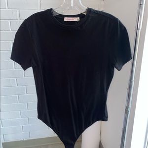 Black T-Shirt Thong Body Suit